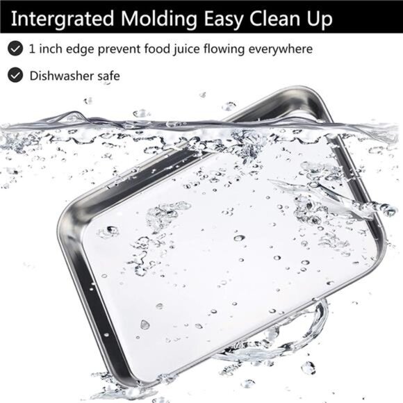 Baking Sheet Set of 2, Bastwe 18 inch Commercial Grade Stainless Steel Baking - Picture 4 of 8